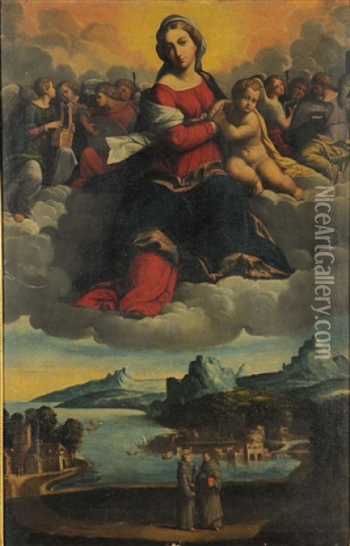 Madonna In Gloria (pair) Oil Painting - Benvenuto Tisi da Garofalo