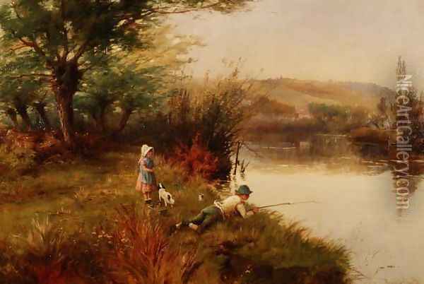 The Young Anglers Oil Painting - Reginald Smith