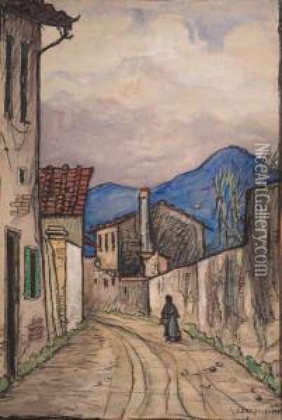 Strada Di Paese Oil Painting - Giovanni Zannacchini