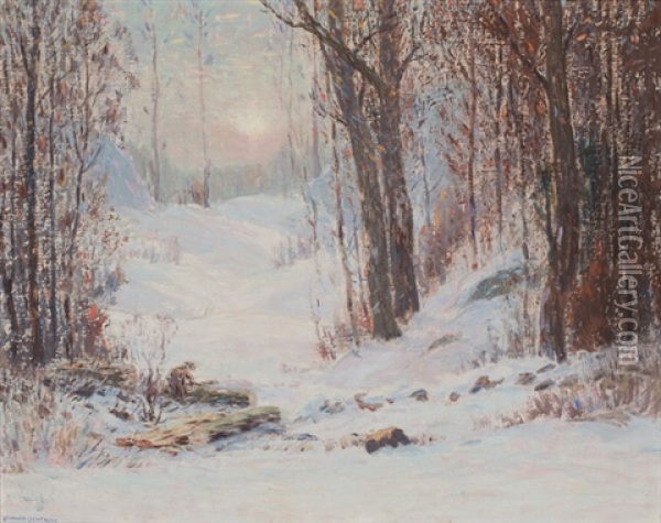 Sunlight Through The Trees Oil Painting - Leonard Ochtman