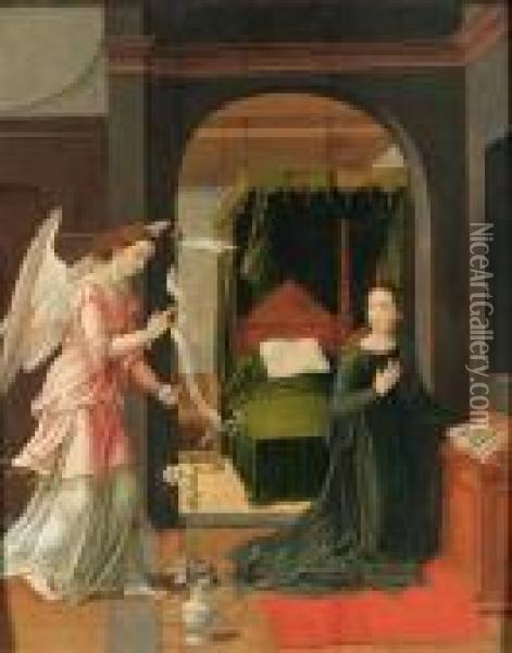 The Annunciation Oil Painting - Pieter Coecke Van Aelst