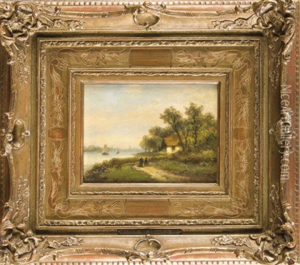 Hollandische Landschaft Am Kanal Mit Figurenstaffage Oil Painting - Lodewijk Johannes Kleijn