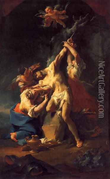 St Sebastian and the Women Oil Painting - Paul Troger