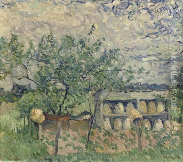 Beehives In The Garden Oil Painting - Heinrich Nauen