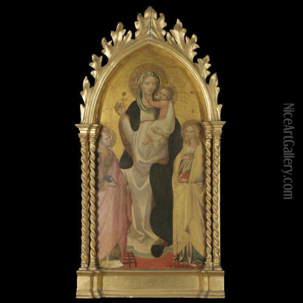 The Madonna And Child With Saints Lawrence And Anastasia Oil Painting - Dal Giovanni Marco Di Ponte