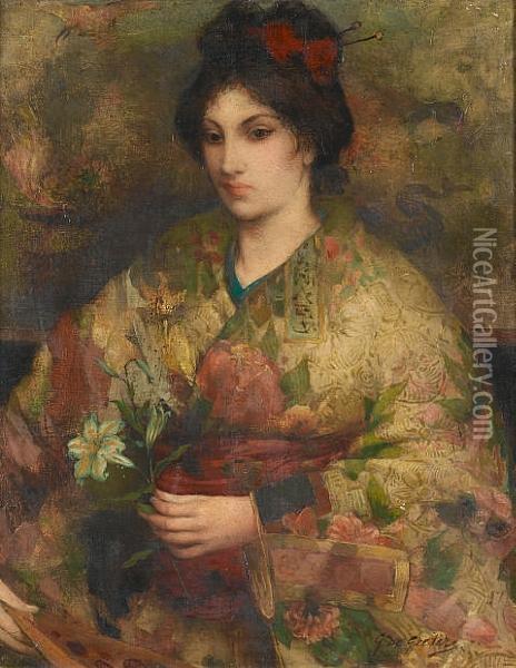 An Oriental Beauty Oil Painting - Georges Francois De Geetere