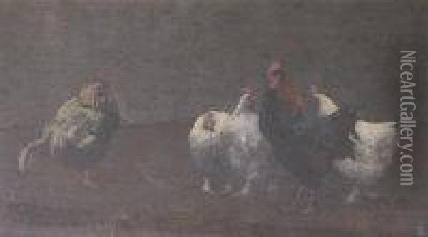 Fowls Oil Painting - Horace Mann Livens