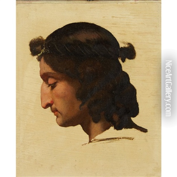 Head Of A Man - A Sketch Oil Painting - Jean-Louis Bezard