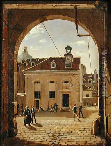 Institution Sainte-Barbe, Rue de Reims, in 1824 Oil Painting - Etienne Bouhot