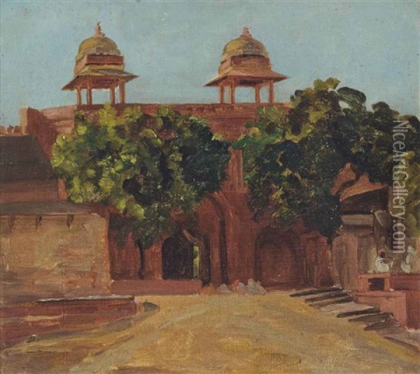 View Of The Lal Darwaza On The Matwa Road, Between The Purana Qila And Old City, Delhi Oil Painting - Valentine Cameron Prinsep