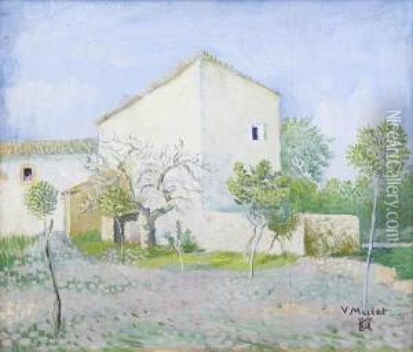 Farmhouse Oil Painting - Vicente Mulet Y Claver