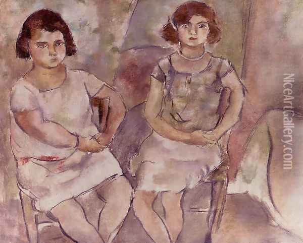Rosette and Nana Oil Painting - Jules Pascin