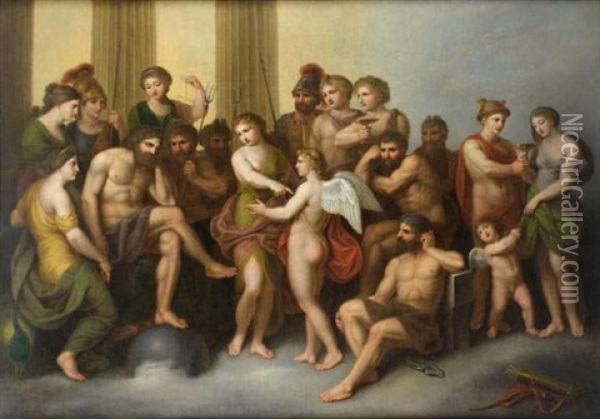 Les Dieux De L'olympe Oil Painting - Andries Cornelis Lens