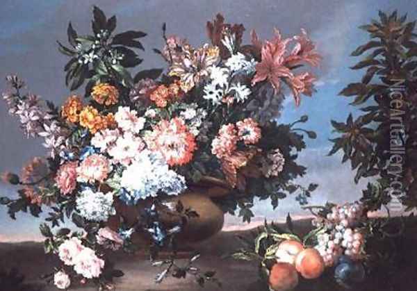 Flowers and Fruit Oil Painting - Jean-Baptiste Monnoyer