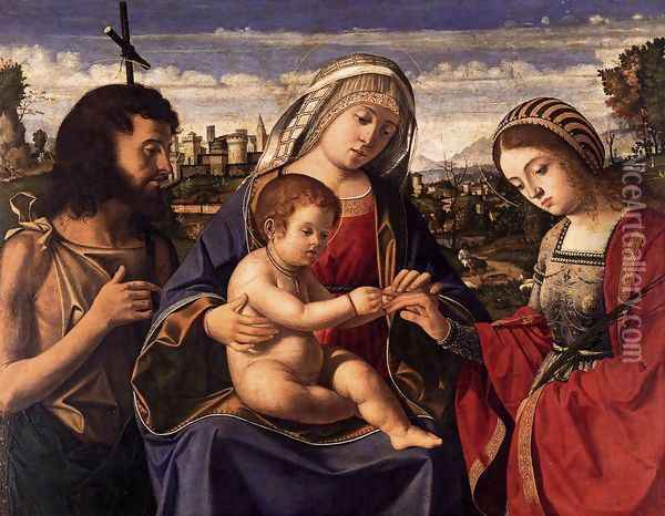 The Mystic Marriage of St. Catherine 1505 Oil Painting - Andrea Previtali