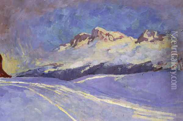 Winterlandschaft bei Maloja, 1917-18 Oil Painting - Giovanni Giacometti