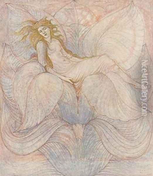 The Heart of the Lotus Oil Painting - Sir Edward Coley Burne-Jones