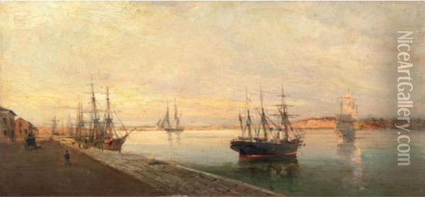 The Port Of Volos Oil Painting - Constantinos Volanakis