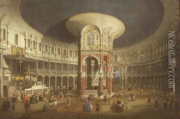 Ranelagh Gardens, the Interior of the Rotunda, c.1751 Oil Painting - (Giovanni Antonio Canal) Canaletto