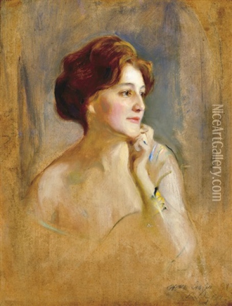 Portrait Of Countess Pourtales Oil Painting - Philip Alexius De Laszlo