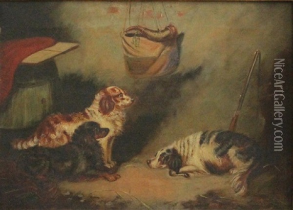 Three Dogs Oil Painting - George Armfield