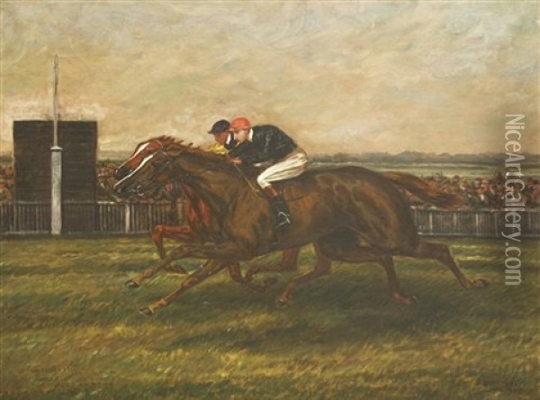 Select Stakes, Newmarket Oil Painting - Geoffrey Douglas Giles