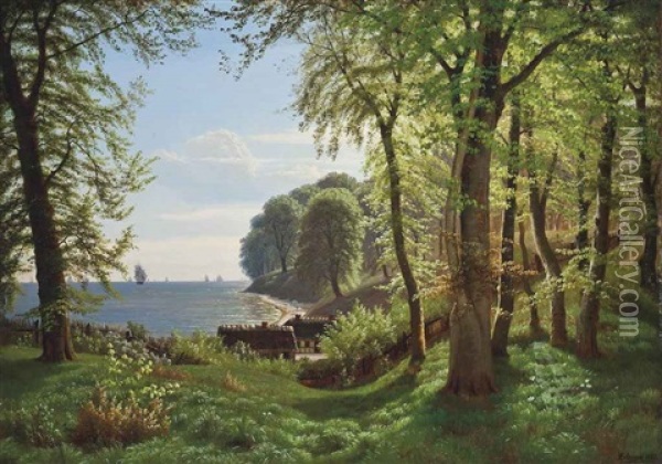 A Hidden Woodland Cove Oil Painting - Eiler Rasmussen Eilersen