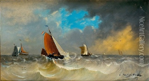 Marina Oil Painting - Victor Philippe Flipsen