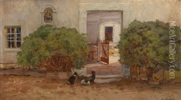 Bauernhofidylle Oil Painting - Hugo Charlemont