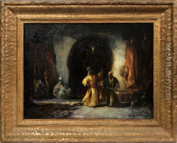 Orientalist Interior With Four Figures Oil Painting - Douglas Arthur Teed
