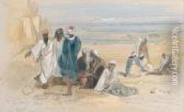 A Group Of Arabs, Cairo Oil Painting - Edward Lear
