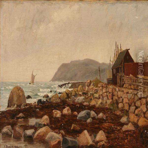 Coastal Scene Oil Painting - Louise Bonfils