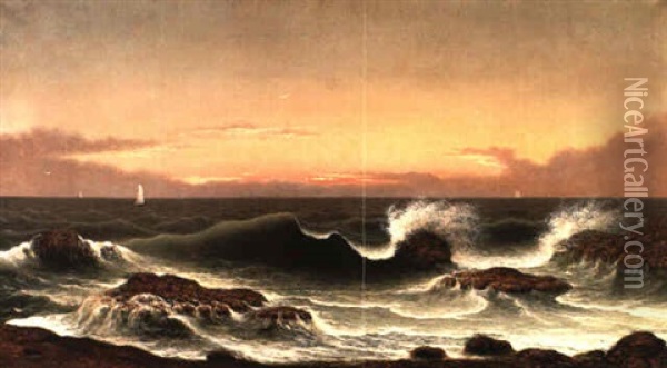 Seascape: Sunrise Oil Painting - Martin Johnson Heade