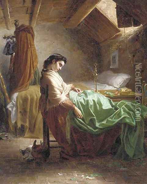 The sleeping seamstress Oil Painting - Paolo Mei