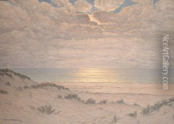 Coastal Landscape With Setting Sun Oil Painting - Wilhelm Dahlbom