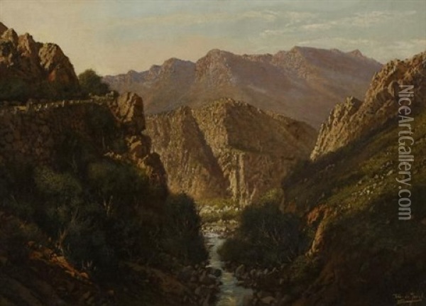 Daybreak In The Mountains Oil Painting - Tinus de Jongh