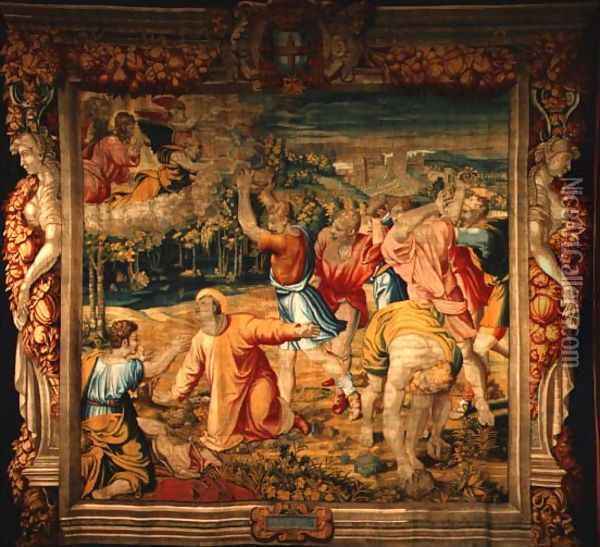 St. Stephen, woven at the Louvre workshop of Jean Lefevre, 1655-61 Oil Painting - Raphael (Raffaello Sanzio of Urbino)