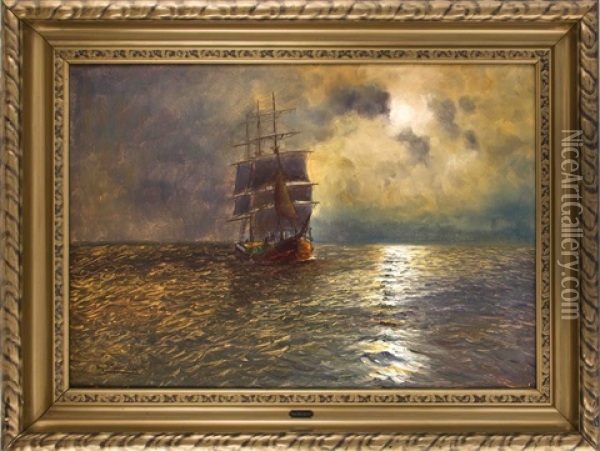 Segelschiff Auf Hoher See Oil Painting - Alfred Serenius Jensen