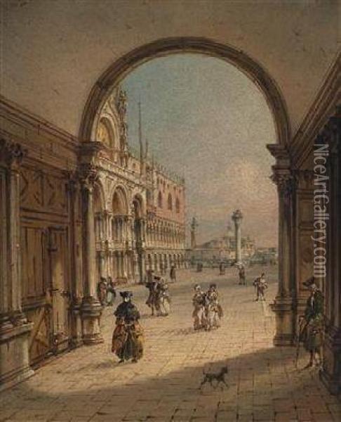View Of Piazetta San Marco Oil Painting - Carlo Grubacs