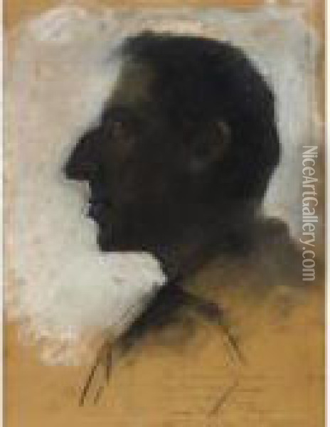Profile Of A Man: A Study For 'jerusalem' Oil Painting - Lesser Ury