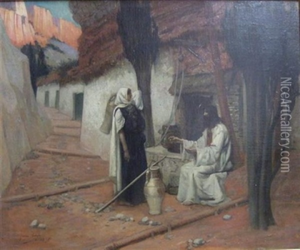 Jesus Et La Samaritaine Oil Painting - Georges Berges