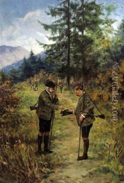 Kaiser Franz Joseph I. Mit Dem Hofjagdleiter Leo Von Titz Oil Painting - Hermann Klingsboegl