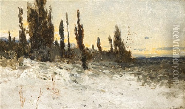 Winterimpression Oil Painting - Eduard Fischer