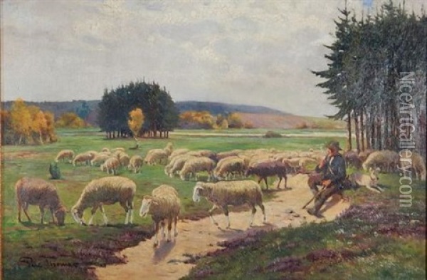 Shepherd With Sheep Oil Painting - Paul Thomas