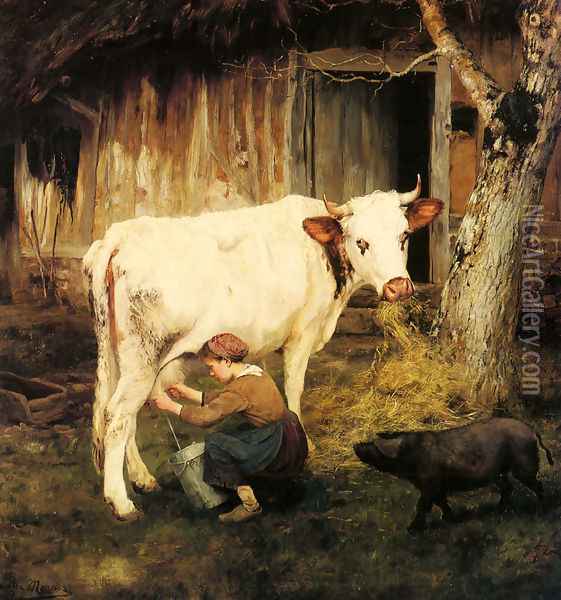 The Milkmaid Oil Painting - Adolphe Charles Marais