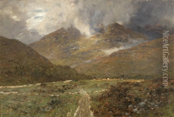 Landscape In Strathtay, Perthshire, Scotland With Figure Oil Painting - Alexander Kellock Brown