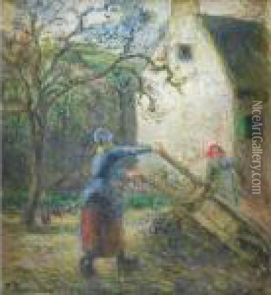 Femme Vidant Une Brouette Oil Painting - Camille Pissarro