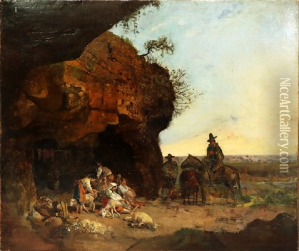 Schafschur Oil Painting - Heinrich Buerkel