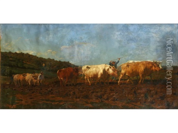Loading The Hay Wagon; Ploughing With Oxen Oil Painting - Rosa Bonheur