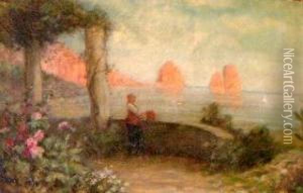 Capri, I Faraglioni Oil Painting - Giuseppe Chiarolanza